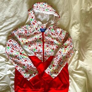 Adidas red patterned windbreaker